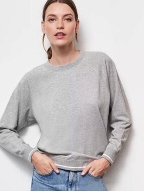 La Ligne Howard Gray Stripe Trim Sweatshirt Size Small